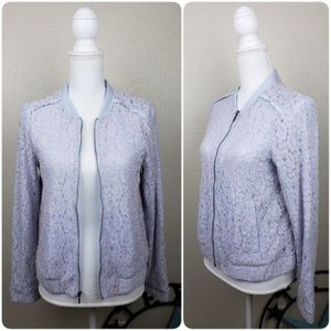 LC Lauren Conrad Lightweight Lace Bomber Jacket